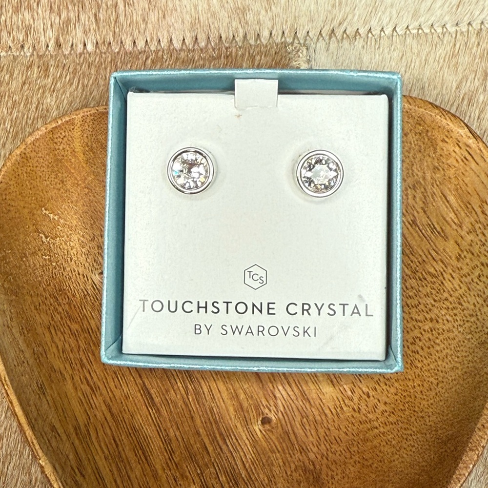 Touchstone Crystal Sparkling Silver Earrings